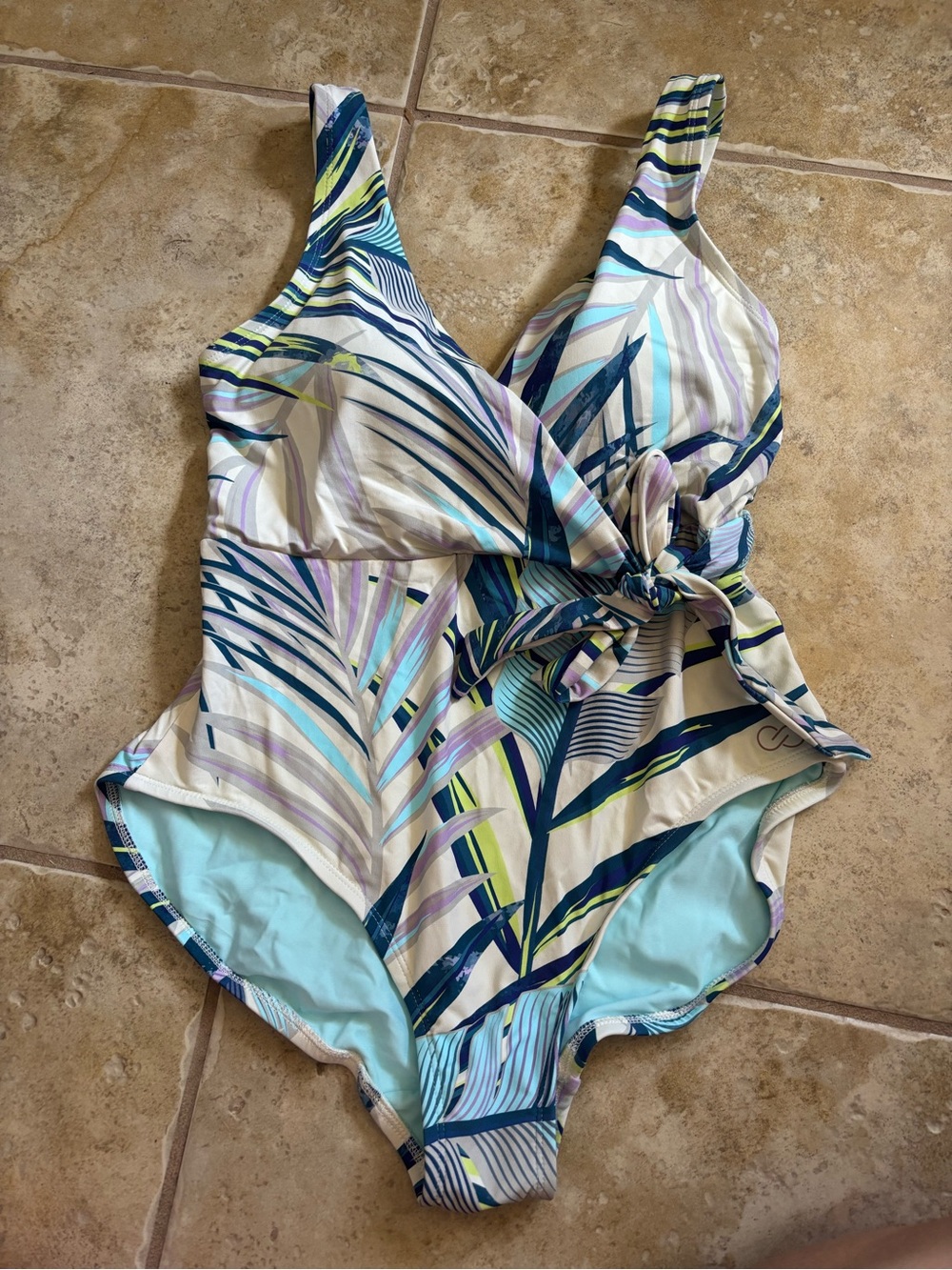 Women’s Tropical Print One-Piece Swimsuit in Blue